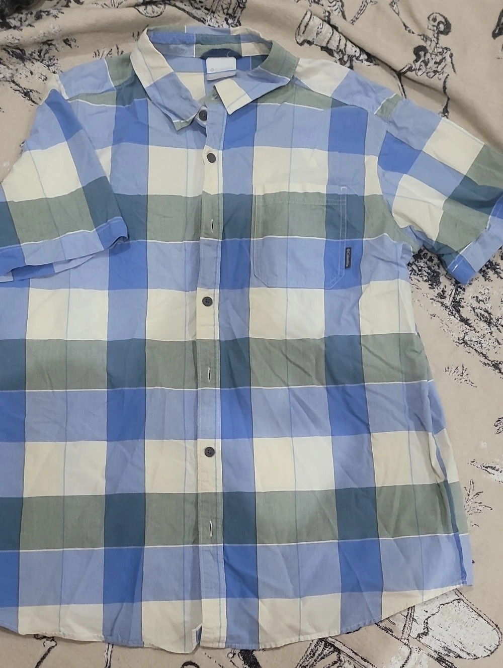 Columbia Men's Blue & Green Plaid Button Down